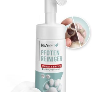 ReaVET Pfotenreiniger für Hunde mit Pfotenschaum, Hundepfoten Reiniger, Pfoten waschen Hund ohne Abspülen, Pfotenpflege mit Hamamelis & Gurke, Dog Paw Cleaner, Paw Foam Cleaner...